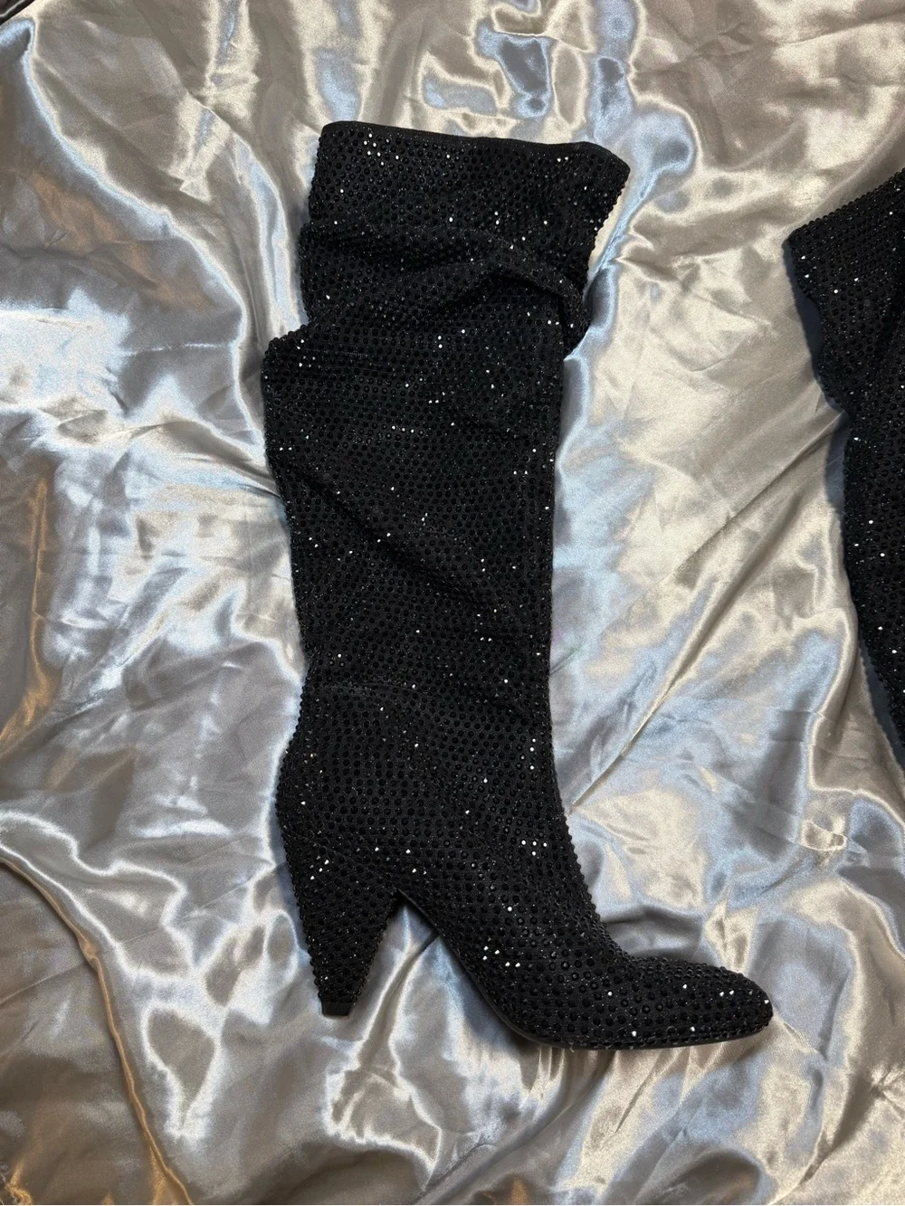 INC International Concepts Black Sequin Over-the-Knee Boots